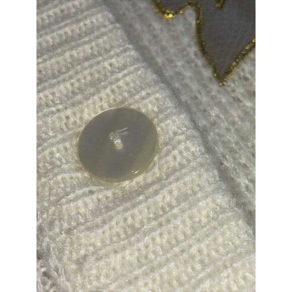 VTG Vintage Monte por le Chois Cream Leaf Applique Long Sweater Duster Size M - Picture 9 of 16